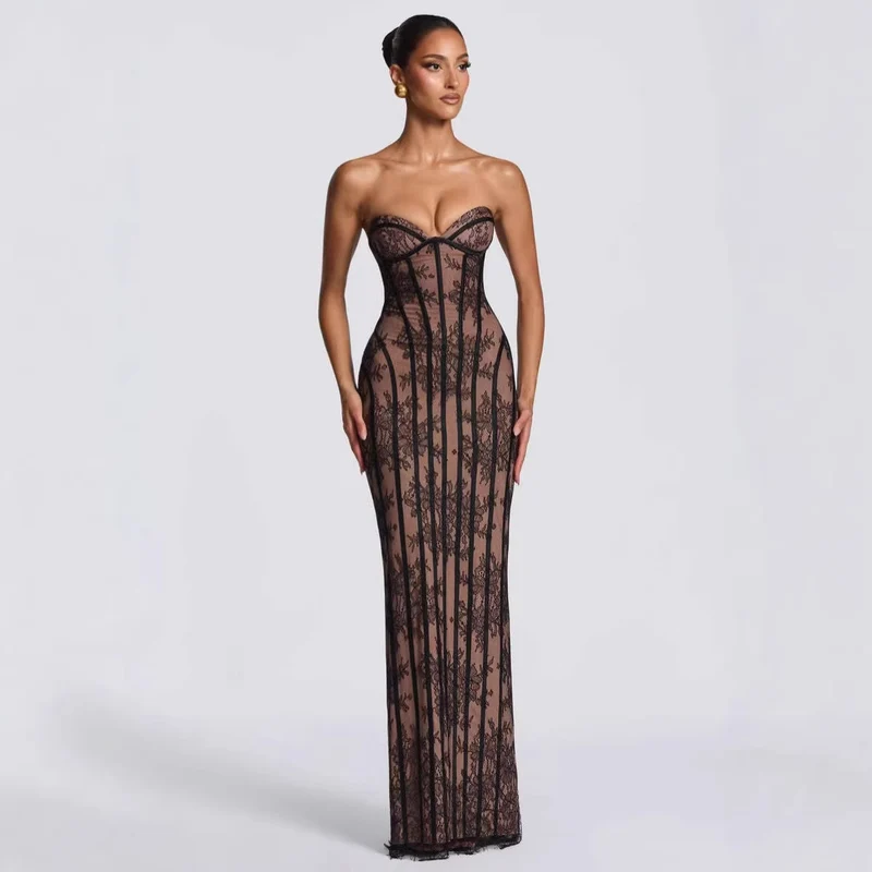 Damen Abendkleid mit raffinierten Spitzen-Details Nord Taschen