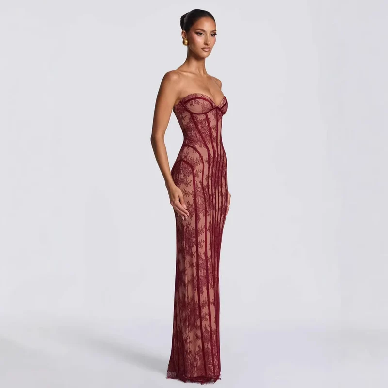 Damen Abendkleid mit raffinierten Spitzen-Details Nord Taschen
