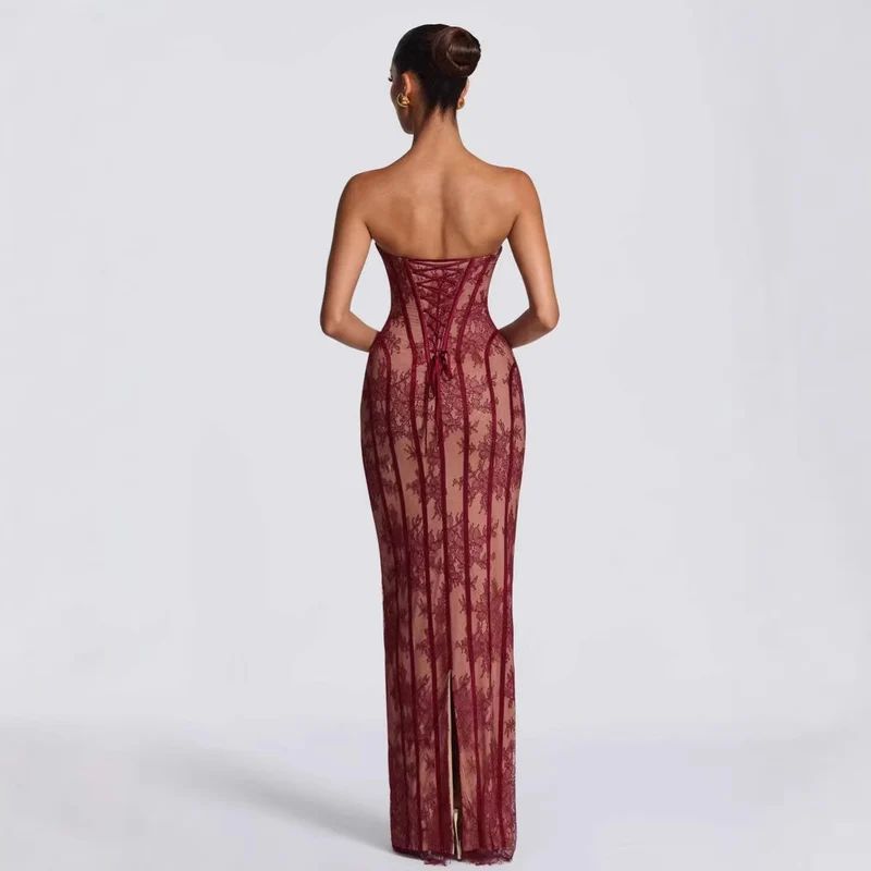 Damen Abendkleid mit raffinierten Spitzen-Details Nord Taschen