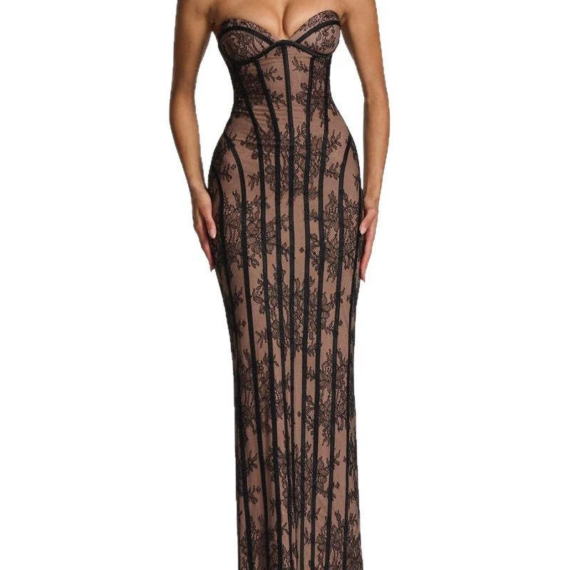 Damen Abendkleid mit raffinierten Spitzen-Details Nord Taschen