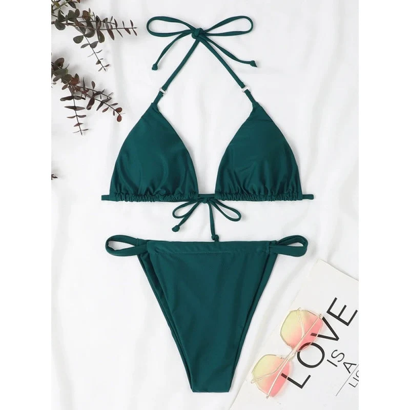 Damen Triangel-Bikini mit verstellbaren BindNord Taschenändern und elastischem Bund