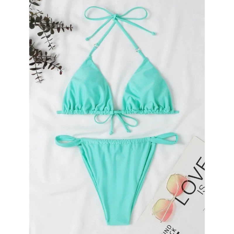 Damen Triangel-Bikini mit verstellbaren BindNord Taschenändern und elastischem Bund