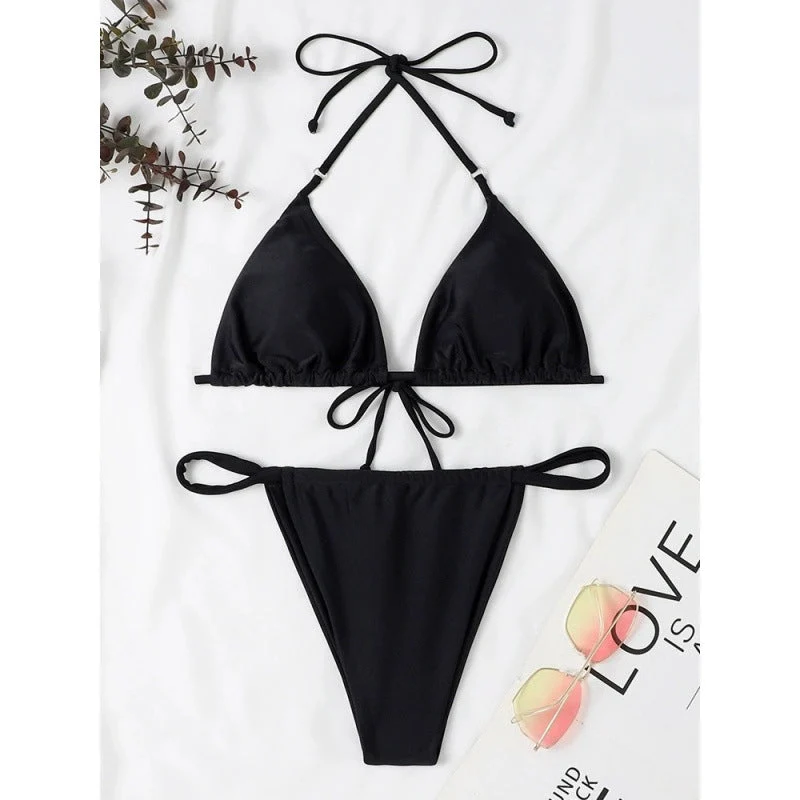 Damen Triangel-Bikini mit verstellbaren BindNord Taschenändern und elastischem Bund