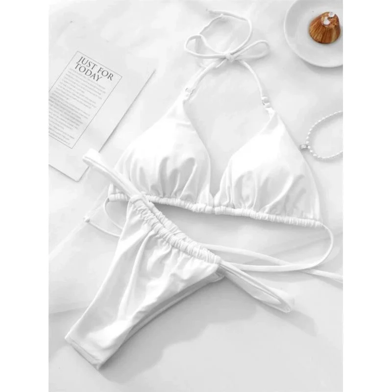 Damen Triangel-Bikini mit verstellbaren BindNord Taschenändern und elastischem Bund