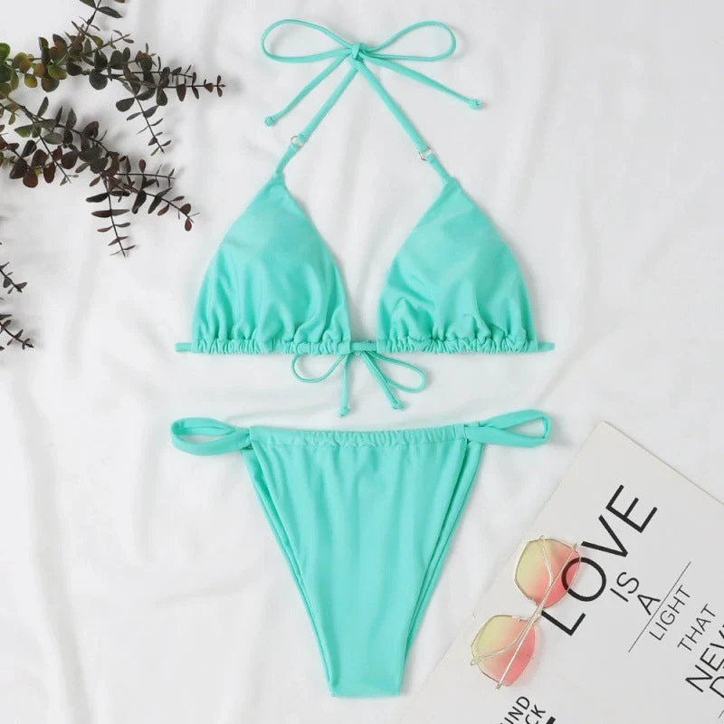 Damen Triangel-Bikini mit verstellbaren BindNord Taschenändern und elastischem Bund