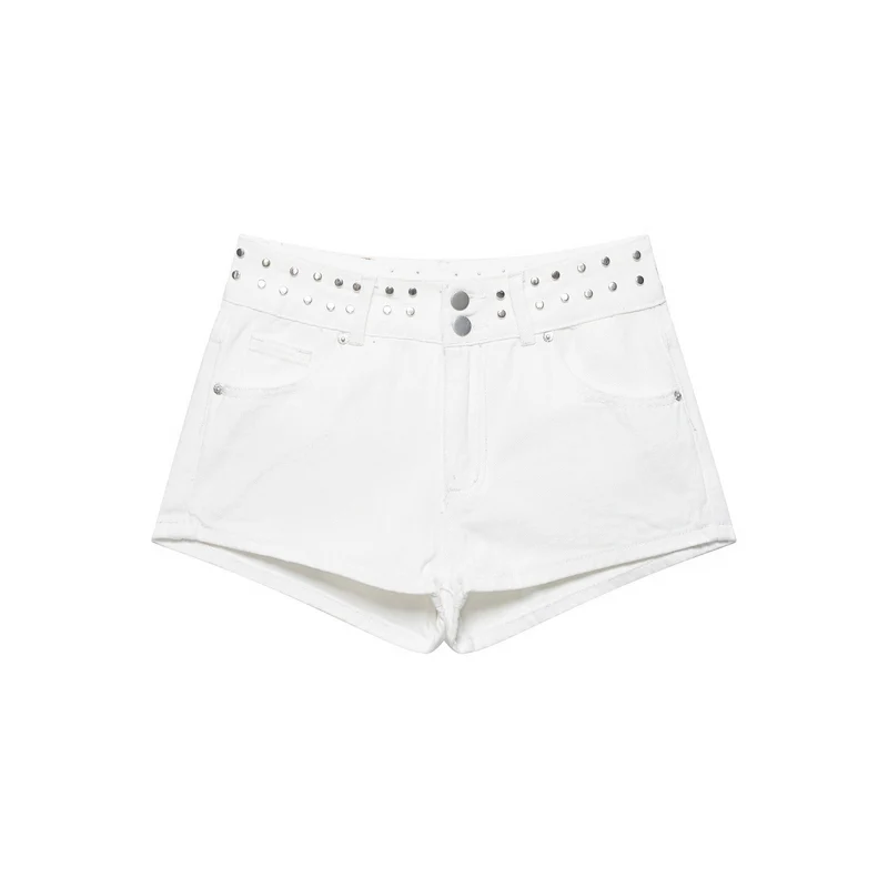 Damen stilvolle Shorts mit metallischen Details und hohem Bund Nord Taschen