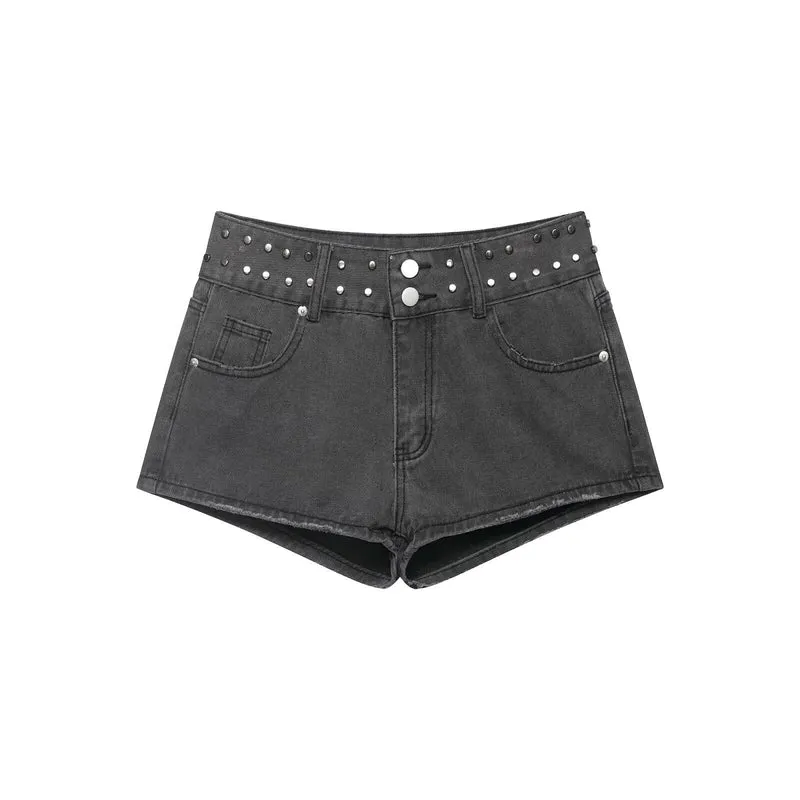 Damen stilvolle Shorts mit metallischen Details und hohem Bund Nord Taschen