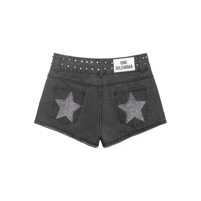 Damen stilvolle Shorts mit metallischen Details und hohem Bund Nord Taschen