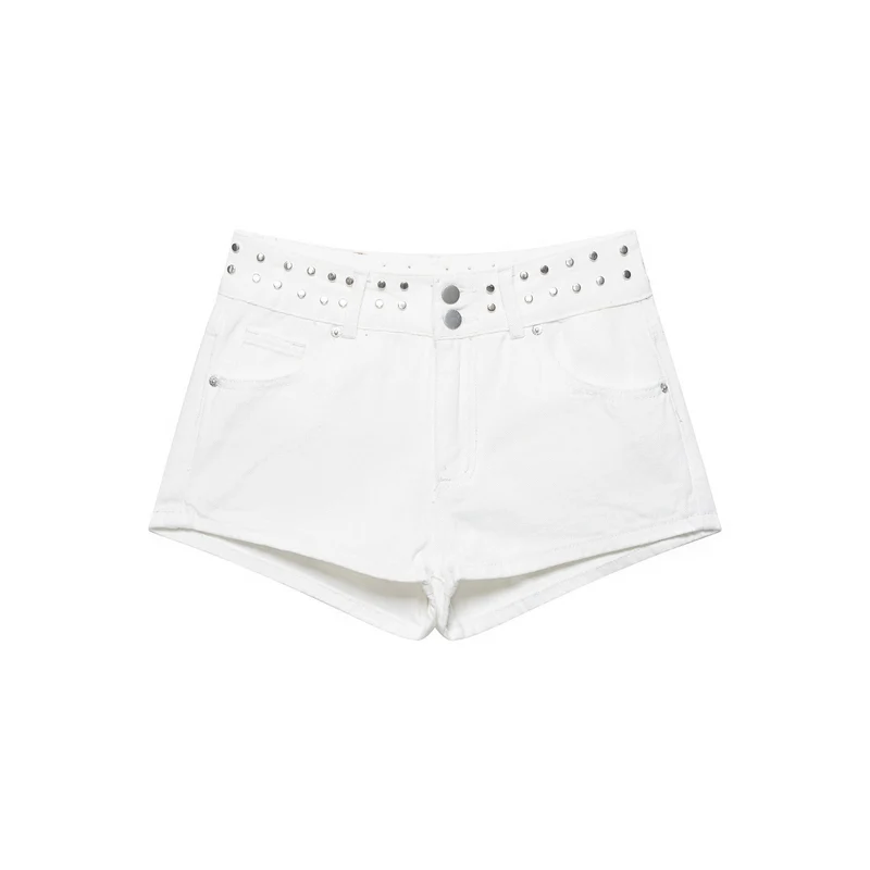 Damen stilvolle Shorts mit metallischen Details und hohem Bund Nord Taschen
