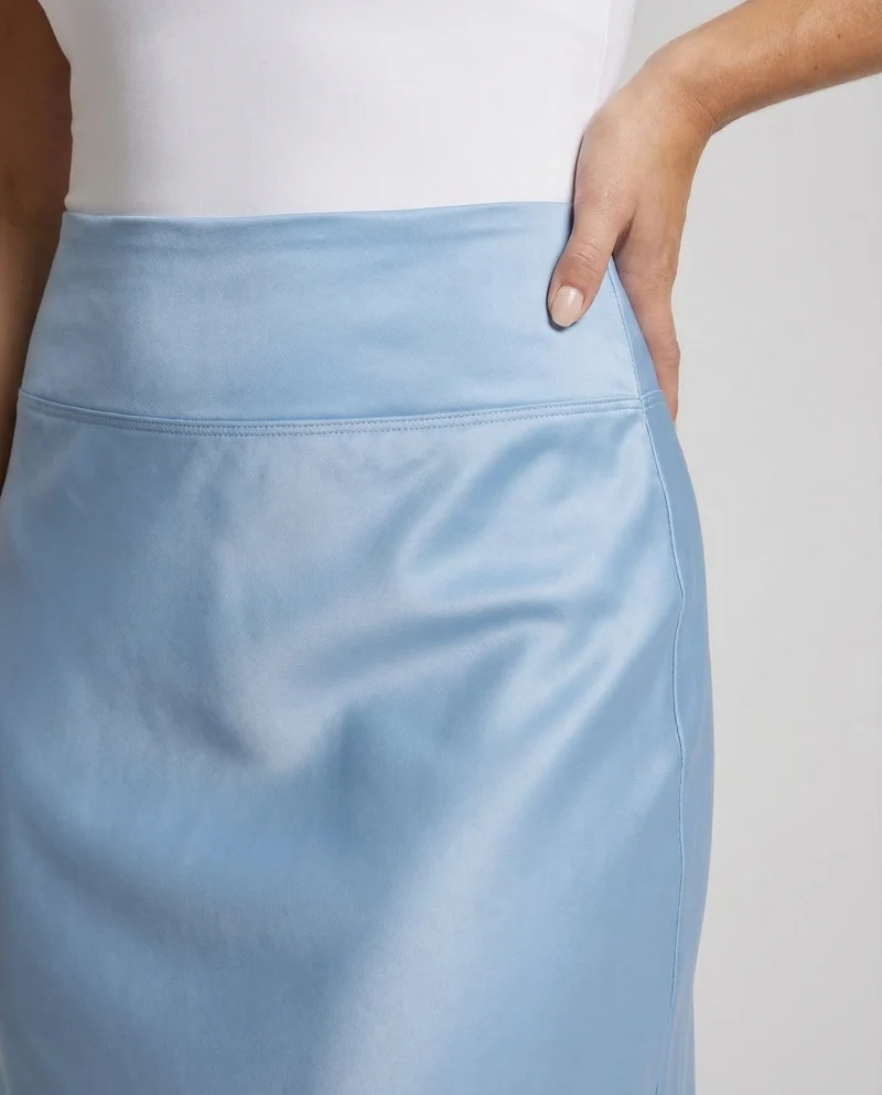 Damen Satin-Midirock Schrägschnitt