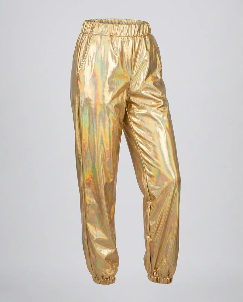 Damen nan Lamé-Joggerhose mit hohem Bund, elastischen Knöchelabschlüssen und glänzendem Finish Nord Taschen