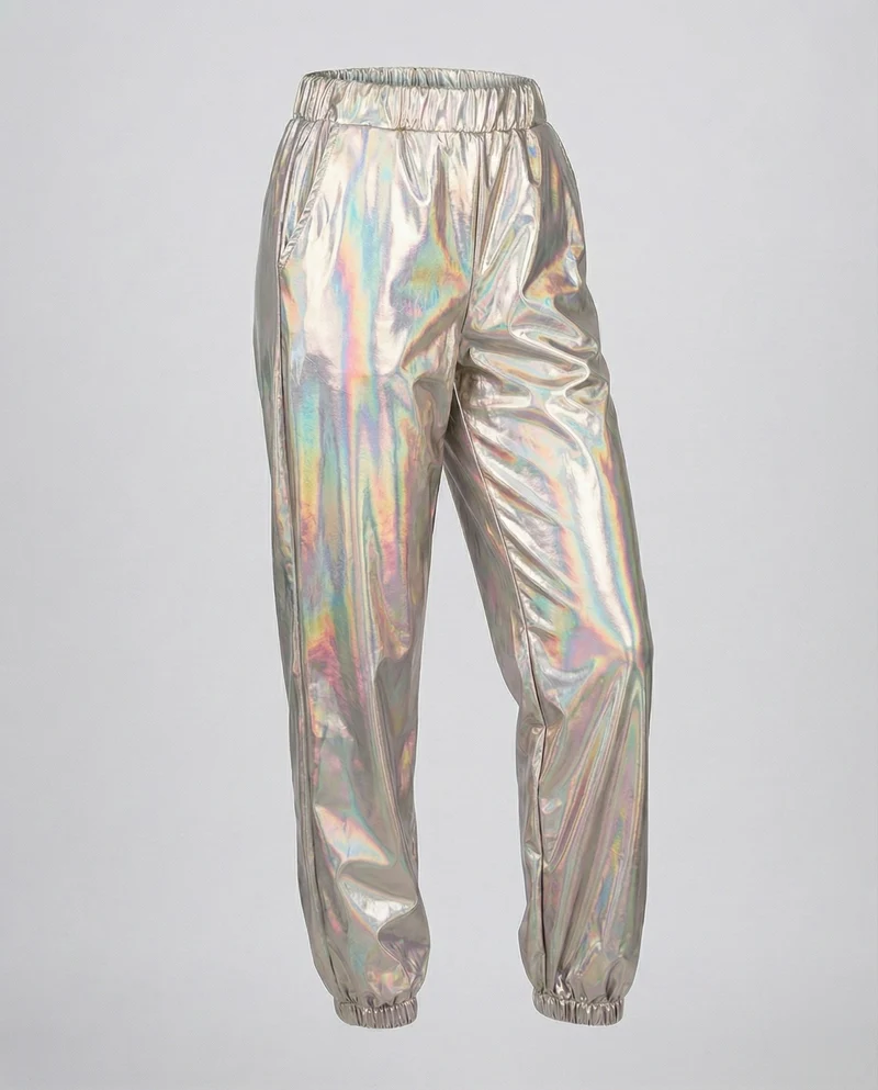 Damen nan Lamé-Joggerhose mit hohem Bund, elastischen Knöchelabschlüssen und glänzendem Finish Nord Taschen