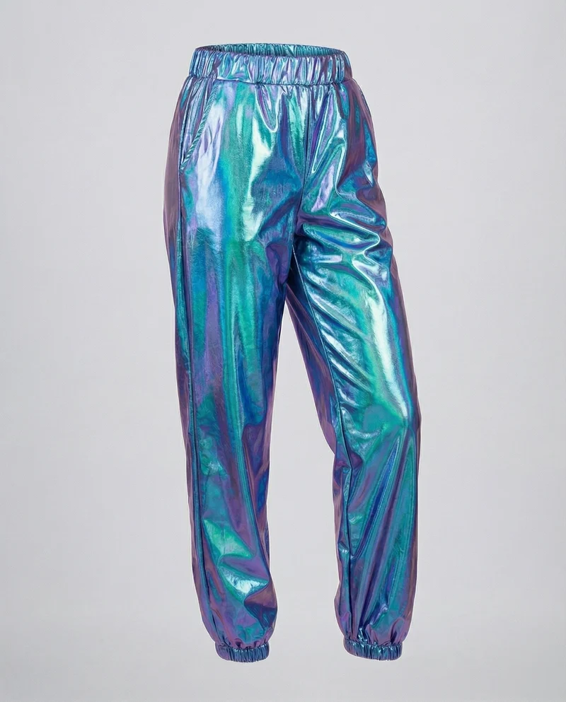 Damen nan Lamé-Joggerhose mit hohem Bund, elastischen Knöchelabschlüssen und glänzendem Finish Nord Taschen