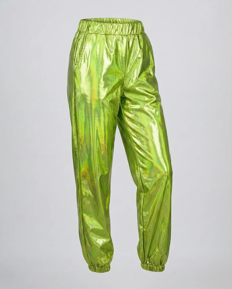 Damen nan Lamé-Joggerhose mit hohem Bund, elastischen Knöchelabschlüssen und glänzendem Finish Nord Taschen