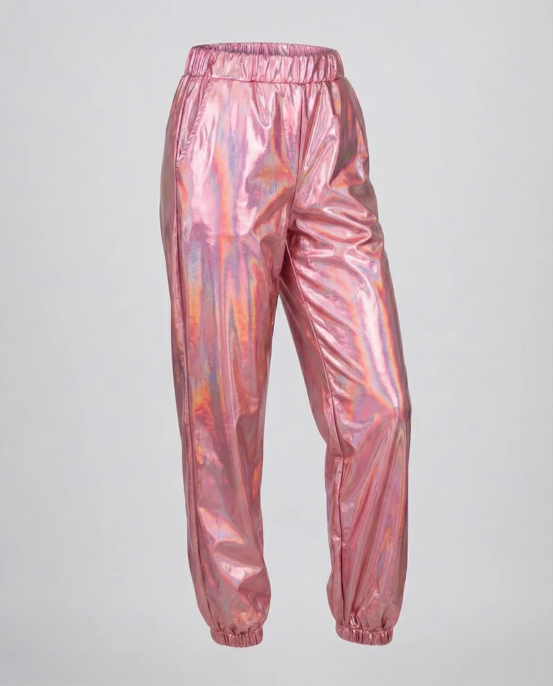 Damen nan Lamé-Joggerhose mit hohem Bund, elastischen Knöchelabschlüssen und glänzendem Finish Nord Taschen