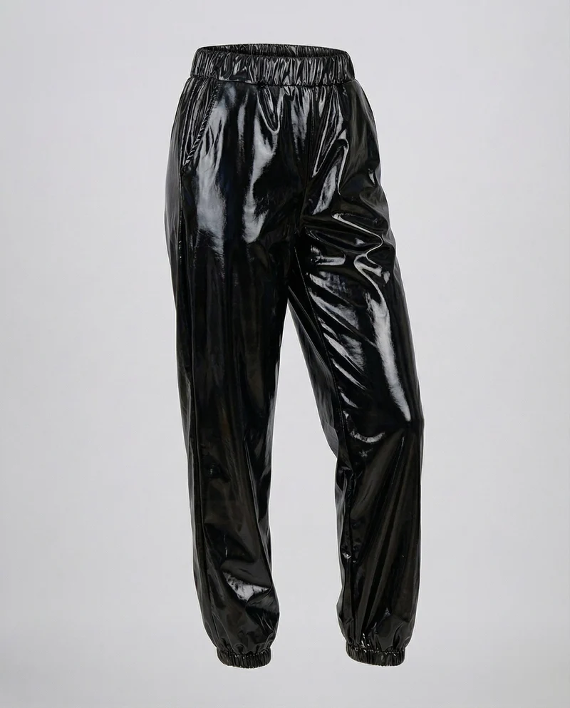 Damen nan Lamé-Joggerhose mit hohem Bund, elastischen Knöchelabschlüssen und glänzendem Finish Nord Taschen