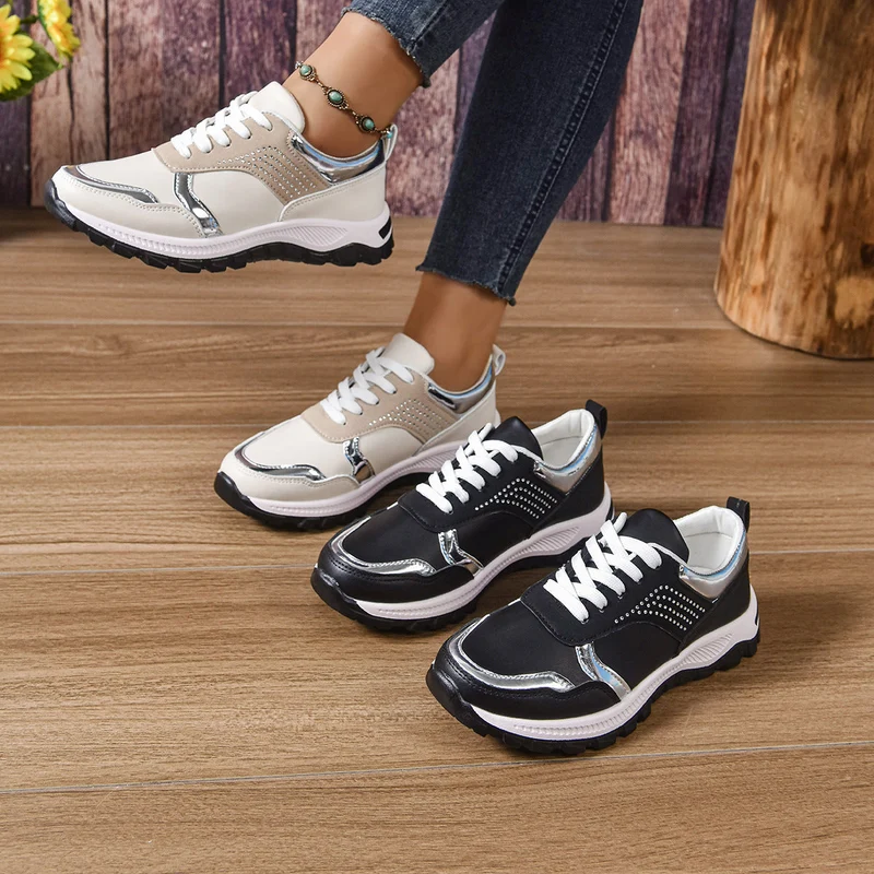 Damen Atmungsaktive Sneaker mit Glitzer-Detail und rutschfester Sohle Nord Taschen