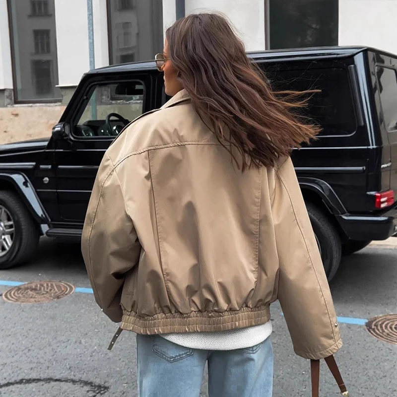 Damen lässige Oversized-Jacke mit stylischem Revers Nord Taschen
