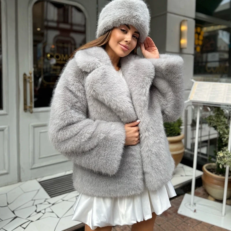Damen Pelzmantel mit oversized Schnitt und weichem Innenfutter