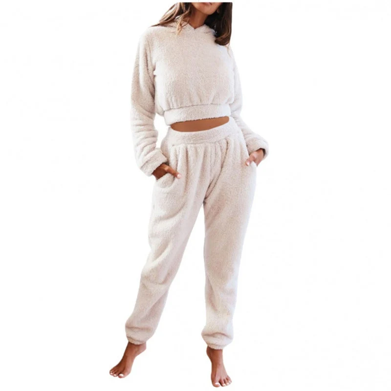 Damen kuscheliges Lounge-Set aus weichem Fleece