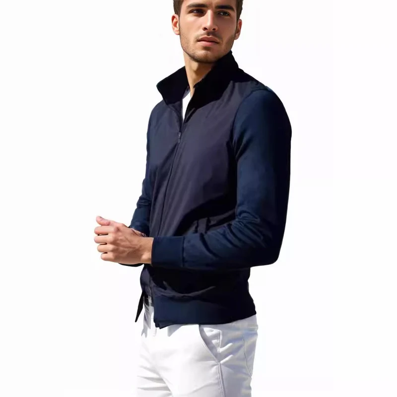 Herren stylische Freizeitjacke mit hohem Kragen und praktischen Taschen