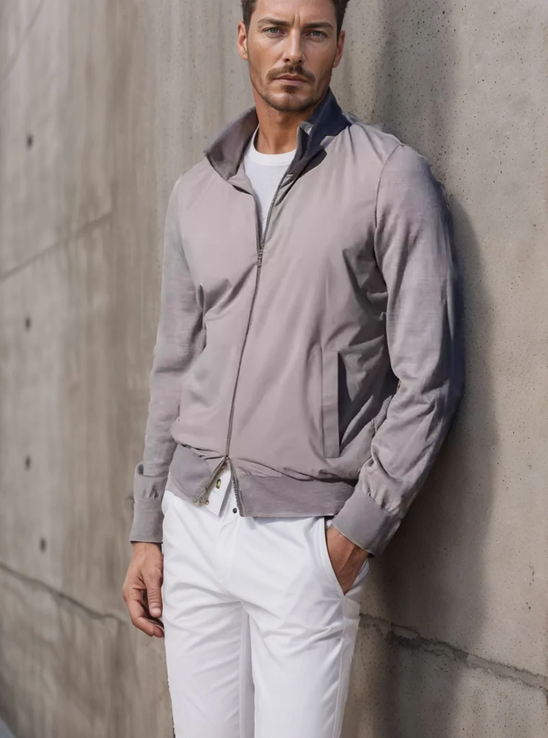 Herren stylische Freizeitjacke mit hohem Kragen und praktischen Taschen
