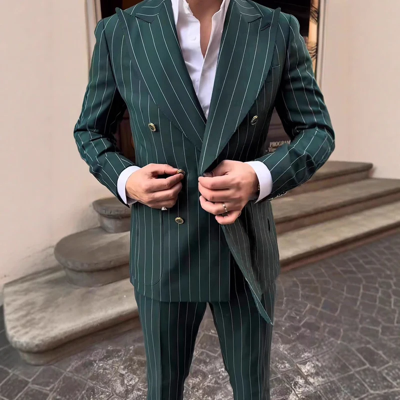 Herren elegante Anzug mit doppelter Knopfreihe und modischen Streifen Nord Taschen