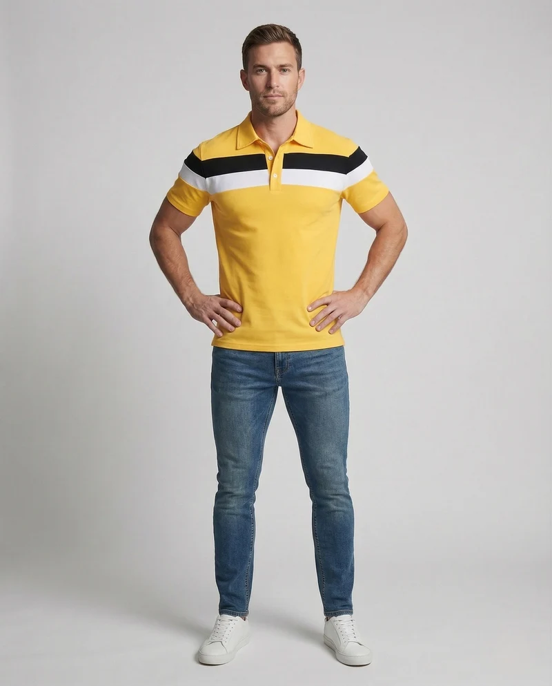 Herren Poloshirt Gestreift Baumwollmix