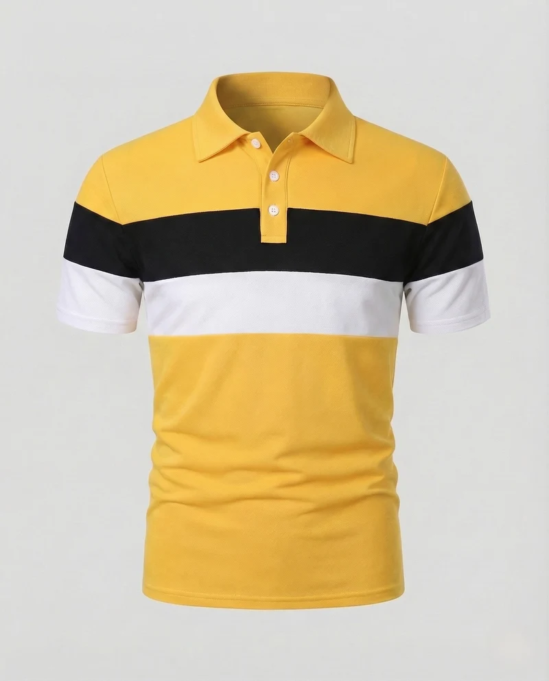 Herren Poloshirt Gestreift Baumwollmix