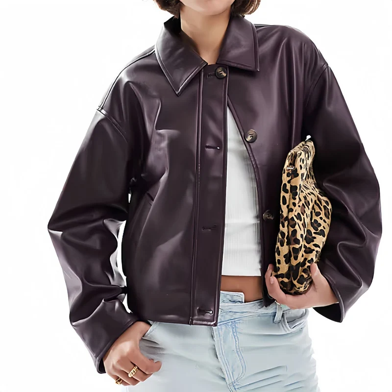 Damen modische Kunstlederjacke mit elegantem Schnitt Nord Taschen
