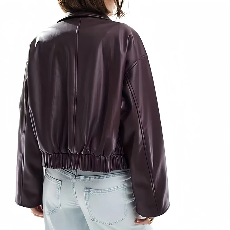 Damen modische Kunstlederjacke mit elegantem Schnitt Nord Taschen
