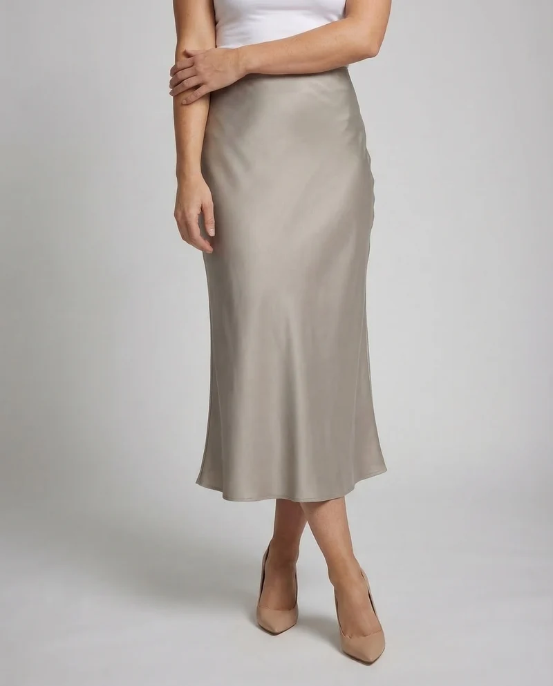 Damen Satinrock Maxi Elegant