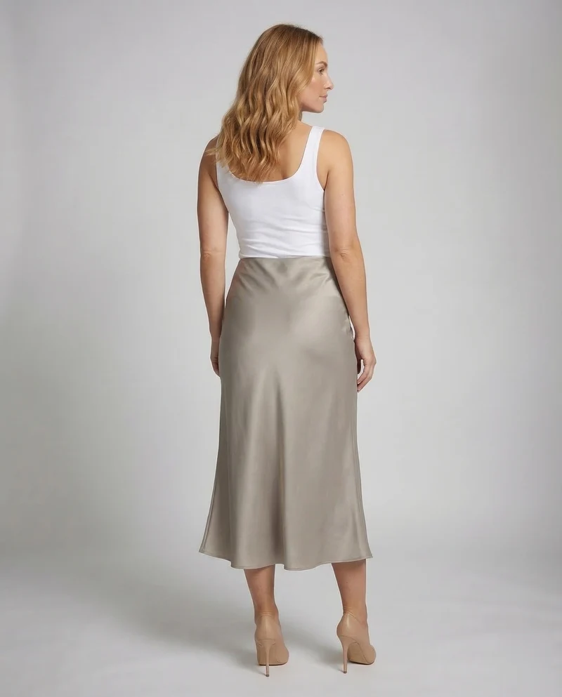 Damen Satinrock Maxi Elegant