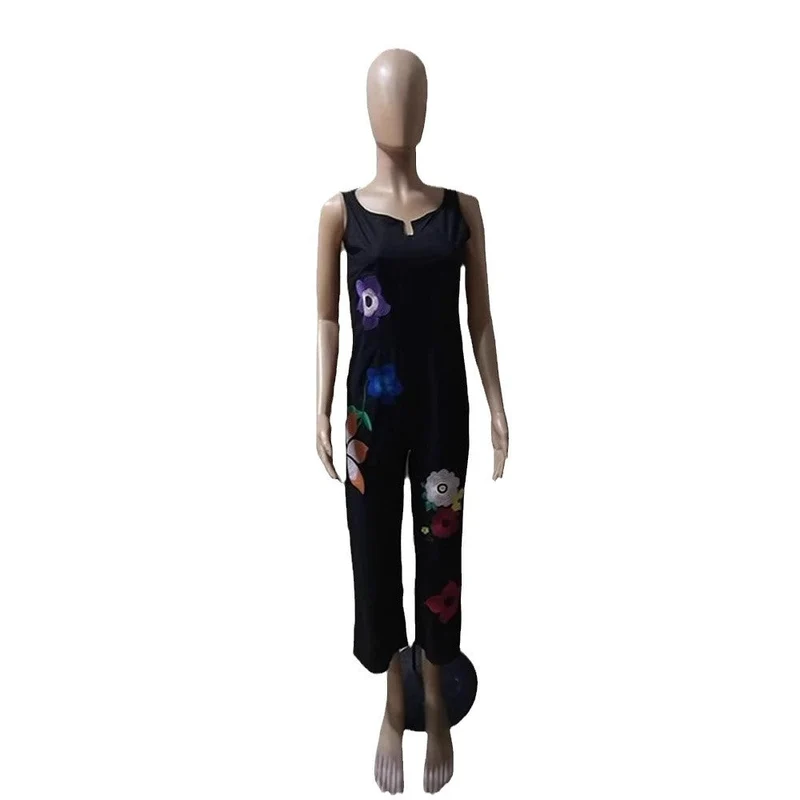 Damen Modischer Jumpsuit mit floralem Design und praktischen Taschen