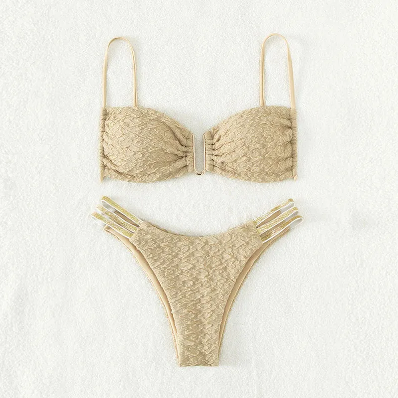 Damen Push-Up-Bikini mit elegantem Rüschendesign