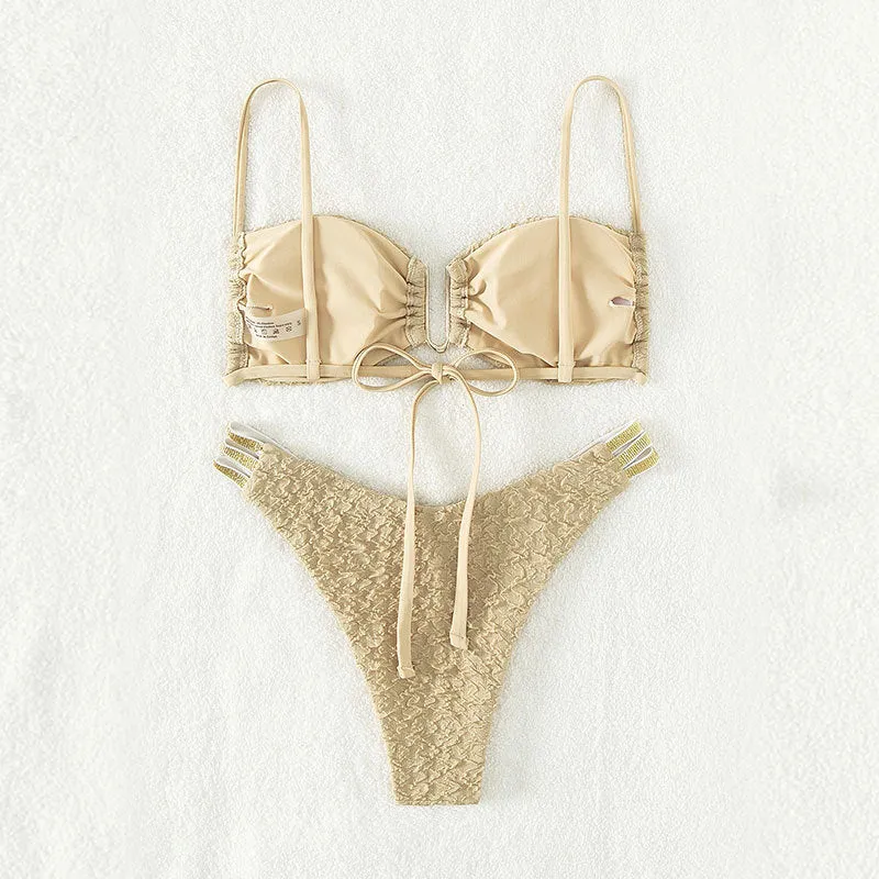 Damen Push-Up-Bikini mit elegantem Rüschendesign