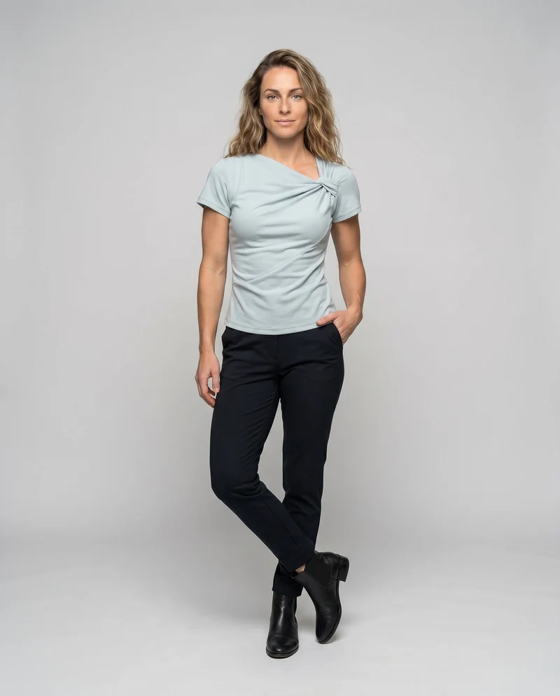 Damen T-Shirt mit modischem Knoten-Design und figurbetontem Schnitt