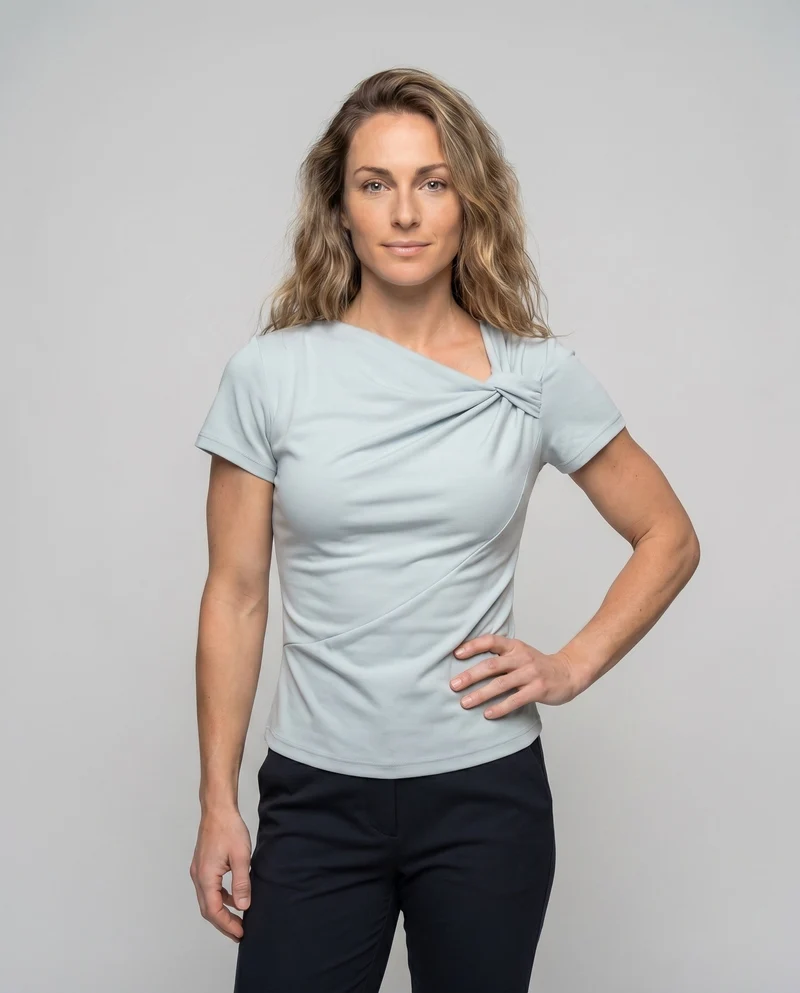 Damen T-Shirt mit modischem Knoten-Design und figurbetontem Schnitt