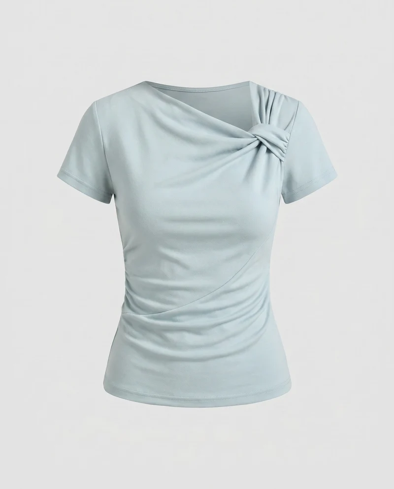 Damen T-Shirt mit modischem Knoten-Design und figurbetontem Schnitt