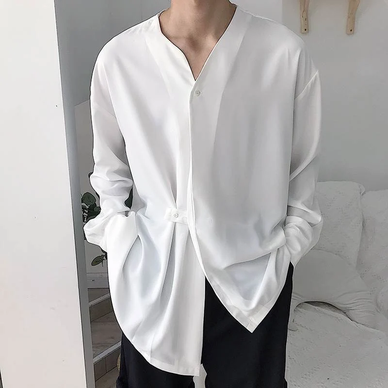Herren Lässiges Langarmshirt mit innovativem Stehkragen und praktischen Taschen