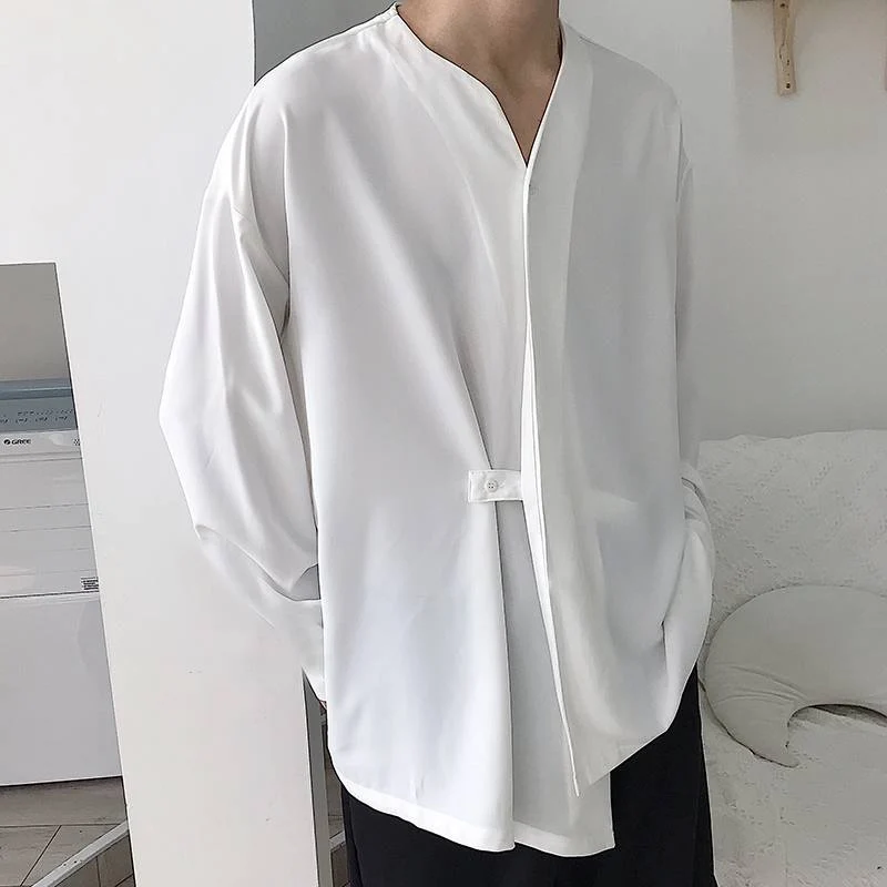 Herren Lässiges Langarmshirt mit innovativem Stehkragen und praktischen Taschen