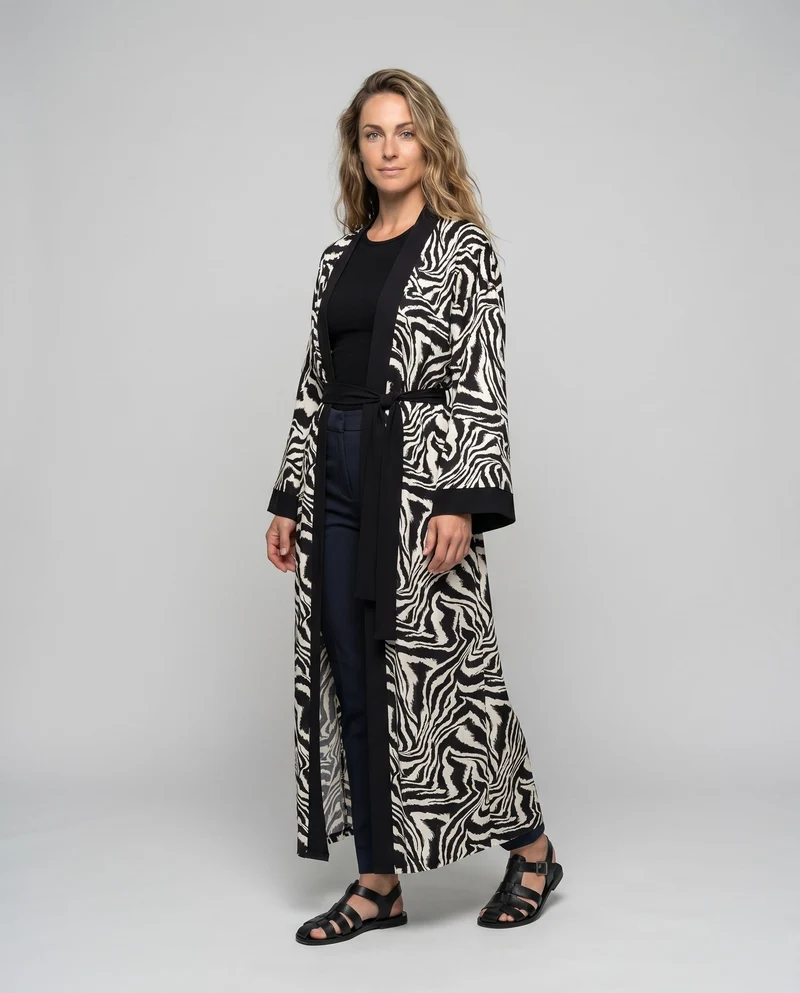 Damen langen Strandkimono mit auffälligem ZNord Taschenra-Design