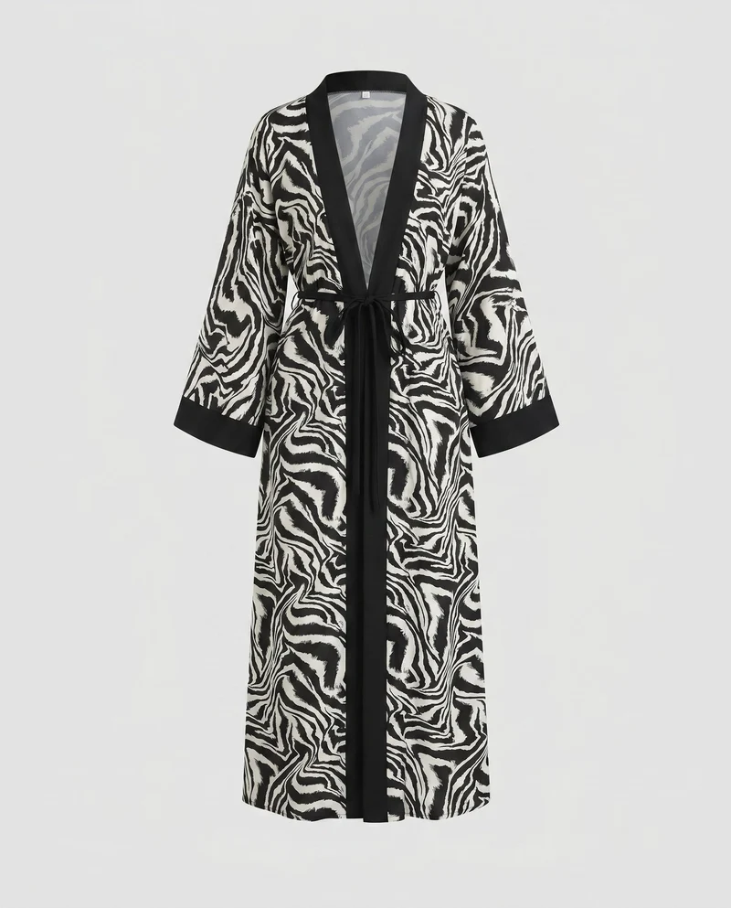 Damen langen Strandkimono mit auffälligem ZNord Taschenra-Design