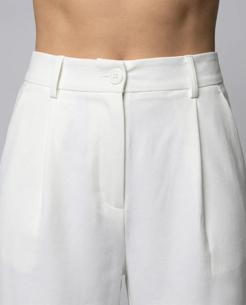 Damen hochgeschnittene Palazzo-Hose mit Bundfalten