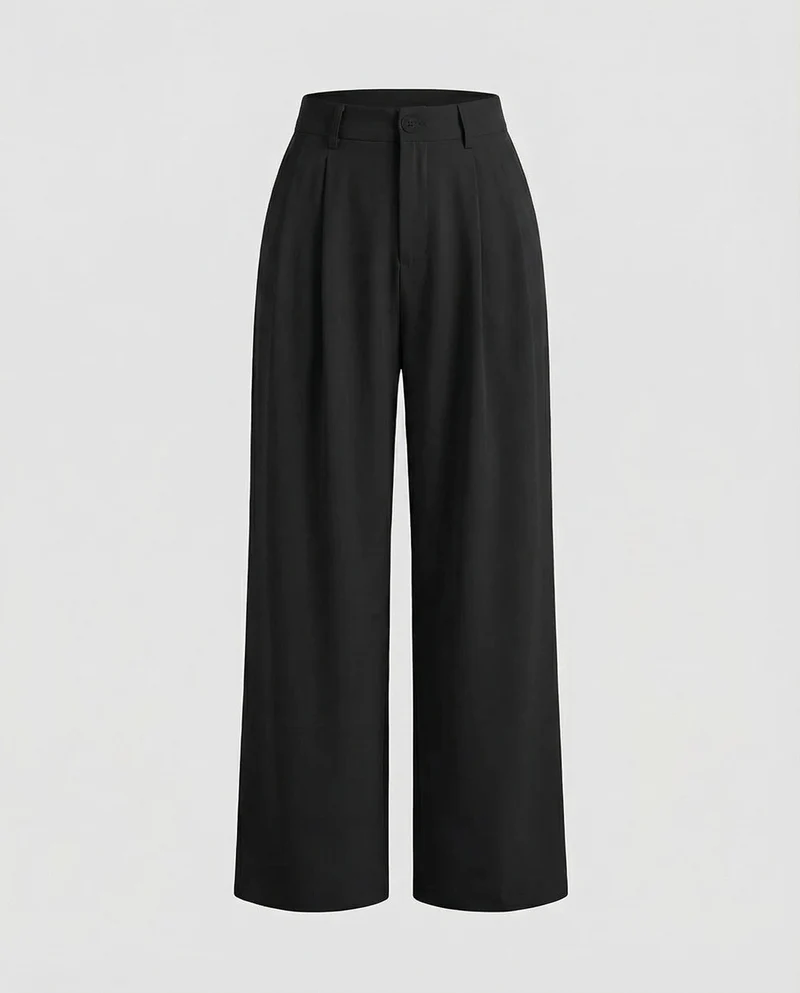 Damen hochgeschnittene Palazzo-Hose mit Bundfalten