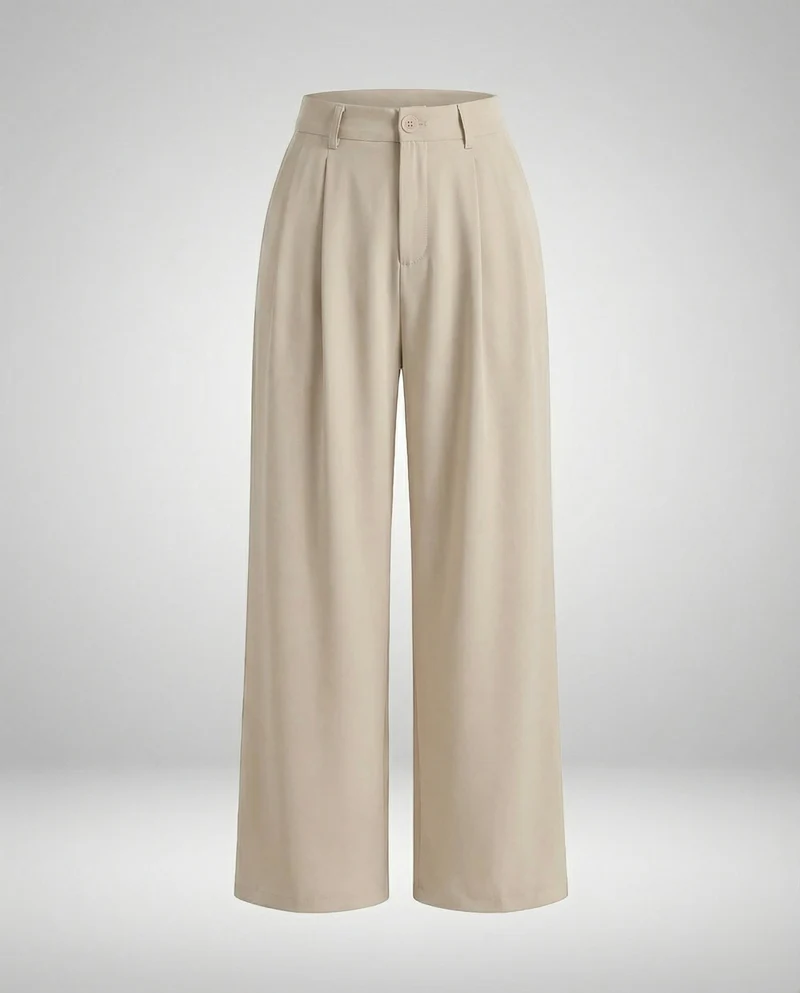 Damen hochgeschnittene Palazzo-Hose mit Bundfalten