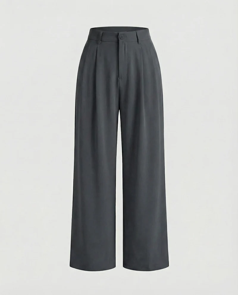 Damen hochgeschnittene Palazzo-Hose mit Bundfalten
