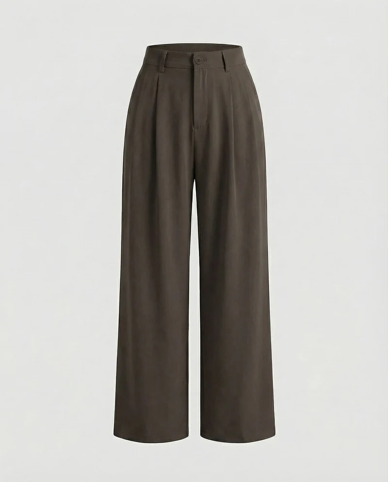 Damen hochgeschnittene Palazzo-Hose mit Bundfalten