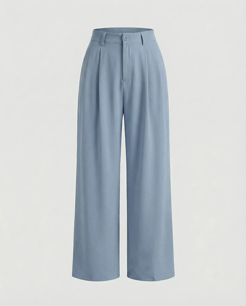 Damen hochgeschnittene Palazzo-Hose mit Bundfalten