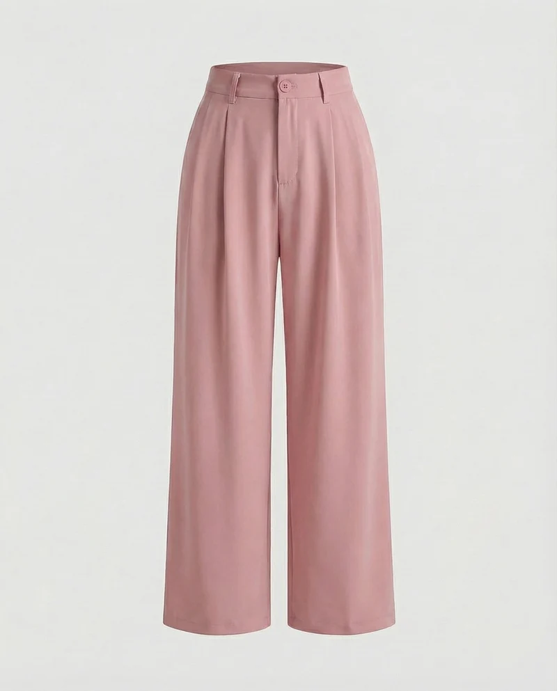 Damen hochgeschnittene Palazzo-Hose mit Bundfalten